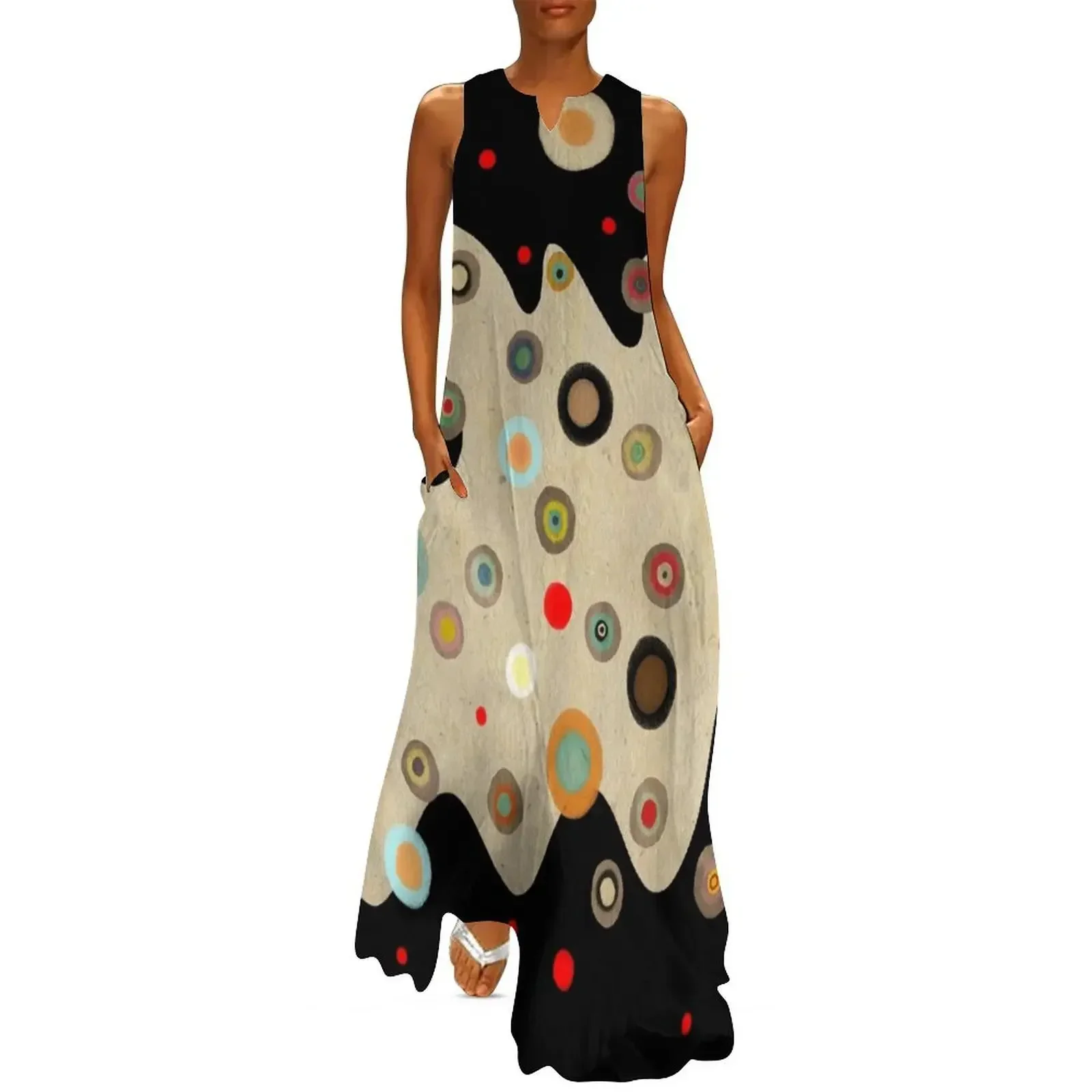 

Asimetric Black Happy Old Circles Long Dress Women's summer skirt Women dresses summer dress women summer Dress
