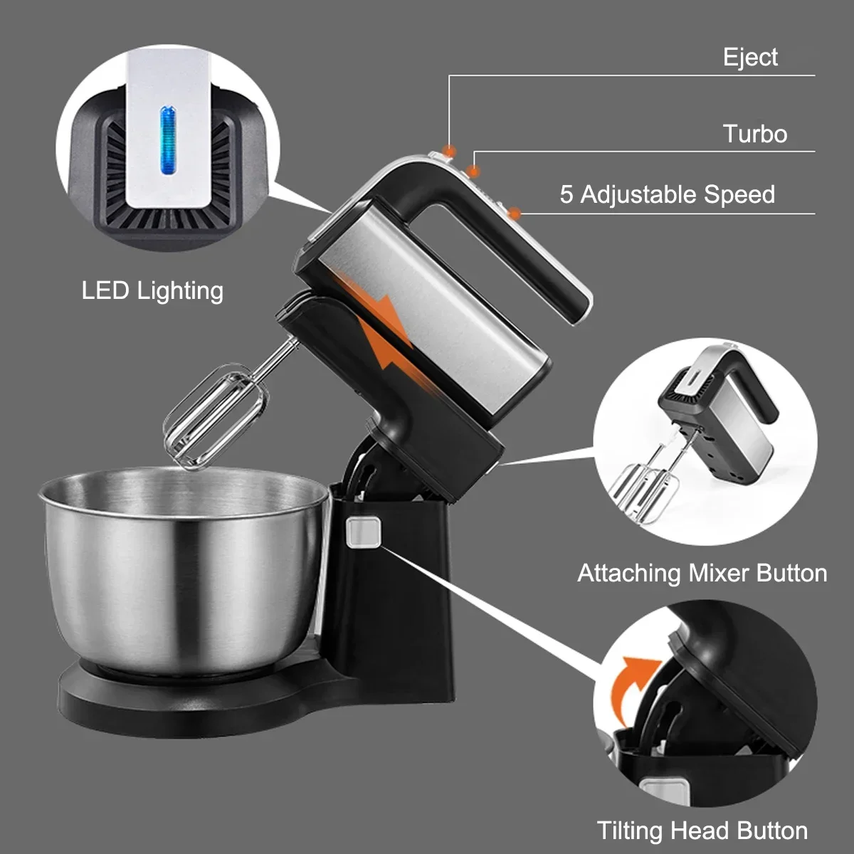 Electric Machine Cake Mixer 5l 6l 3kg 5kg 5 Speed Pizza   Electric Home Kitchen Stand Mixer Dough Mixer view 5