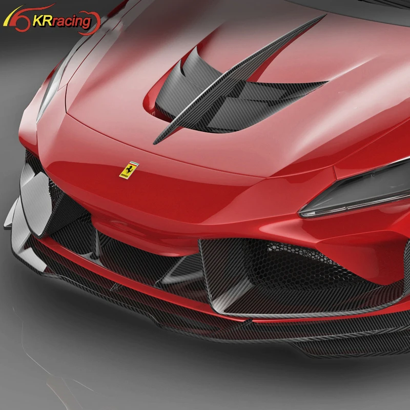 مناسبة لقطع غيار طقم ألياف الكربون الجافة للسيارة ذات الشفة الأمامية السفلية لسيارة فيراري F8 2019-2021 #3