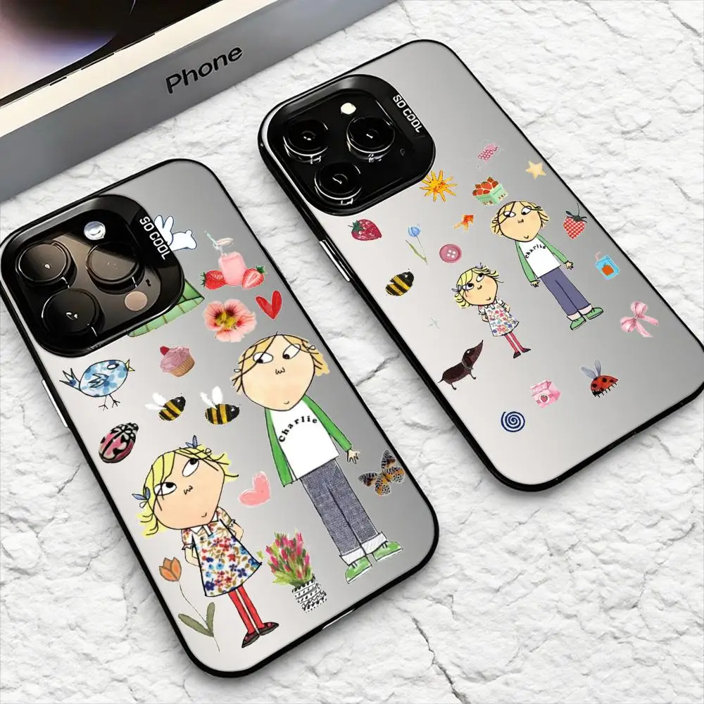 Anime C-Charlie And Lola Phone Case For iPhone 17 16 15 14 13 12 11 Pro Max Air Matte Laser Aurora Shockproof Funda