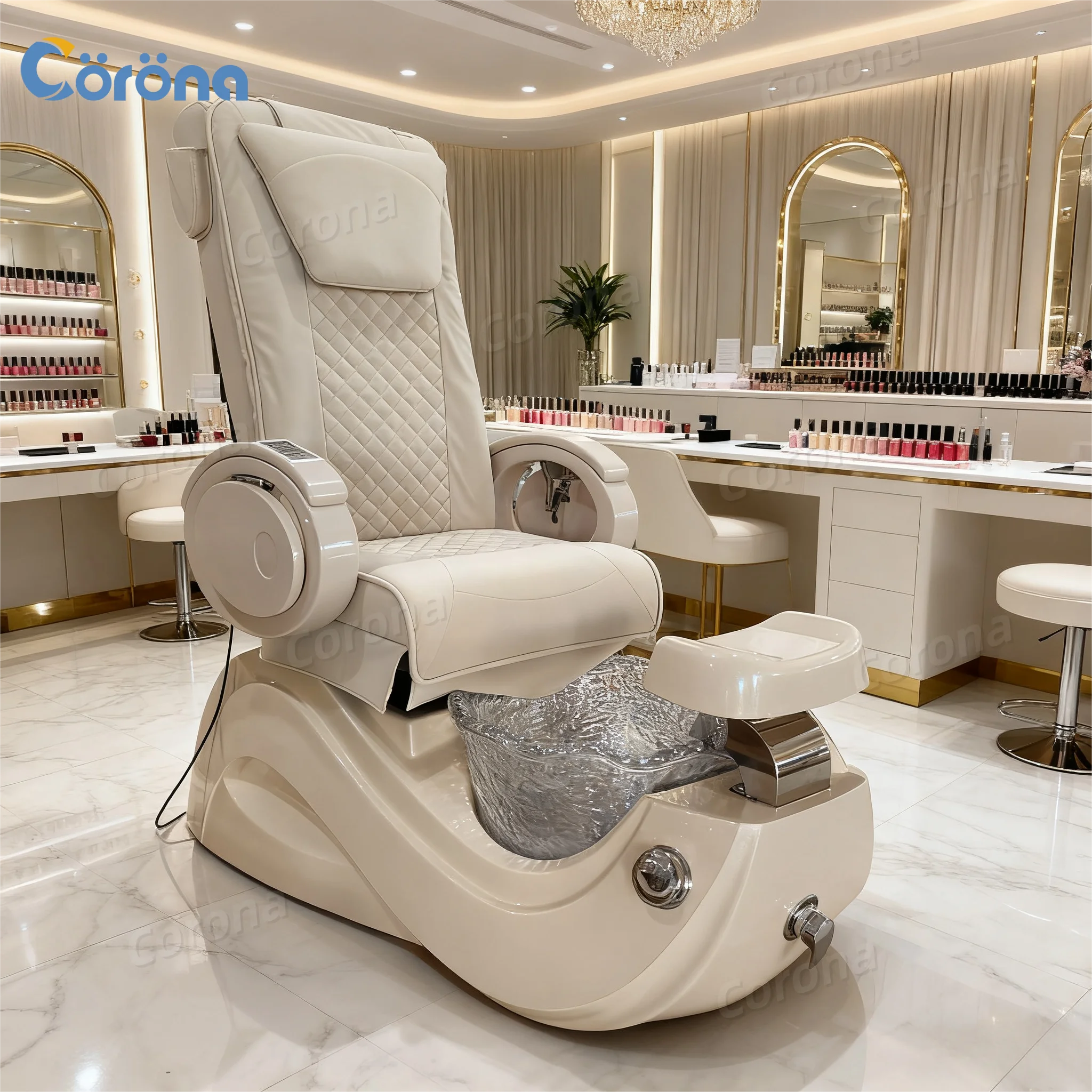 

High Quality Pedicure Spa Chair with Bowl And Whirlpool Pedicure Platform Comfortable Salon Furniture for Professional Nail Care