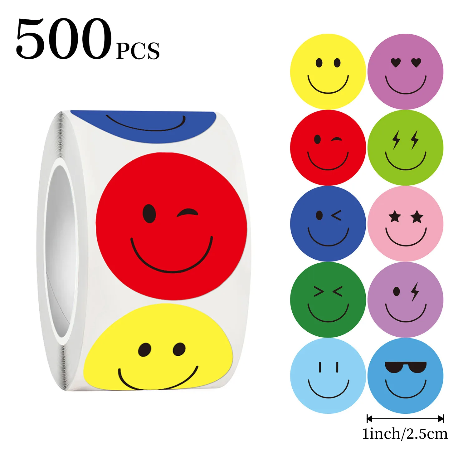 

500 шт., милые наклейки с улыбающимся лицом, мультяшные эмоции, уплотнительные наклейки для украшения подарка на вечеринку, круглые обучающие награды, наклейки S760
