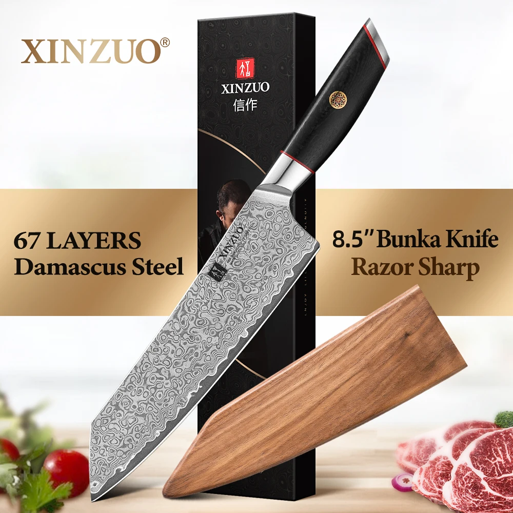 XINZUO 8.5 Inch Gyuto Knife 67 Layer Damascus Steel Kitchen Knife Razor Sharp Blade for Meat Poultry Fish Vegetable Holiday Gift