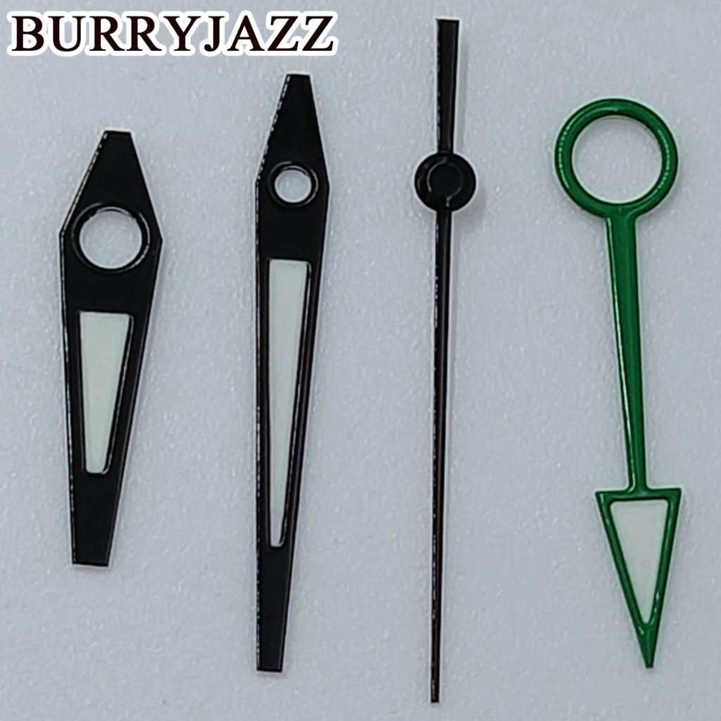 BURRYJAZZ NH34 GMT Uhrzeiger Silber Schwarz Gold Roségold Schwarz Grau Zeiger Grün Leuchtend – Detail 11
