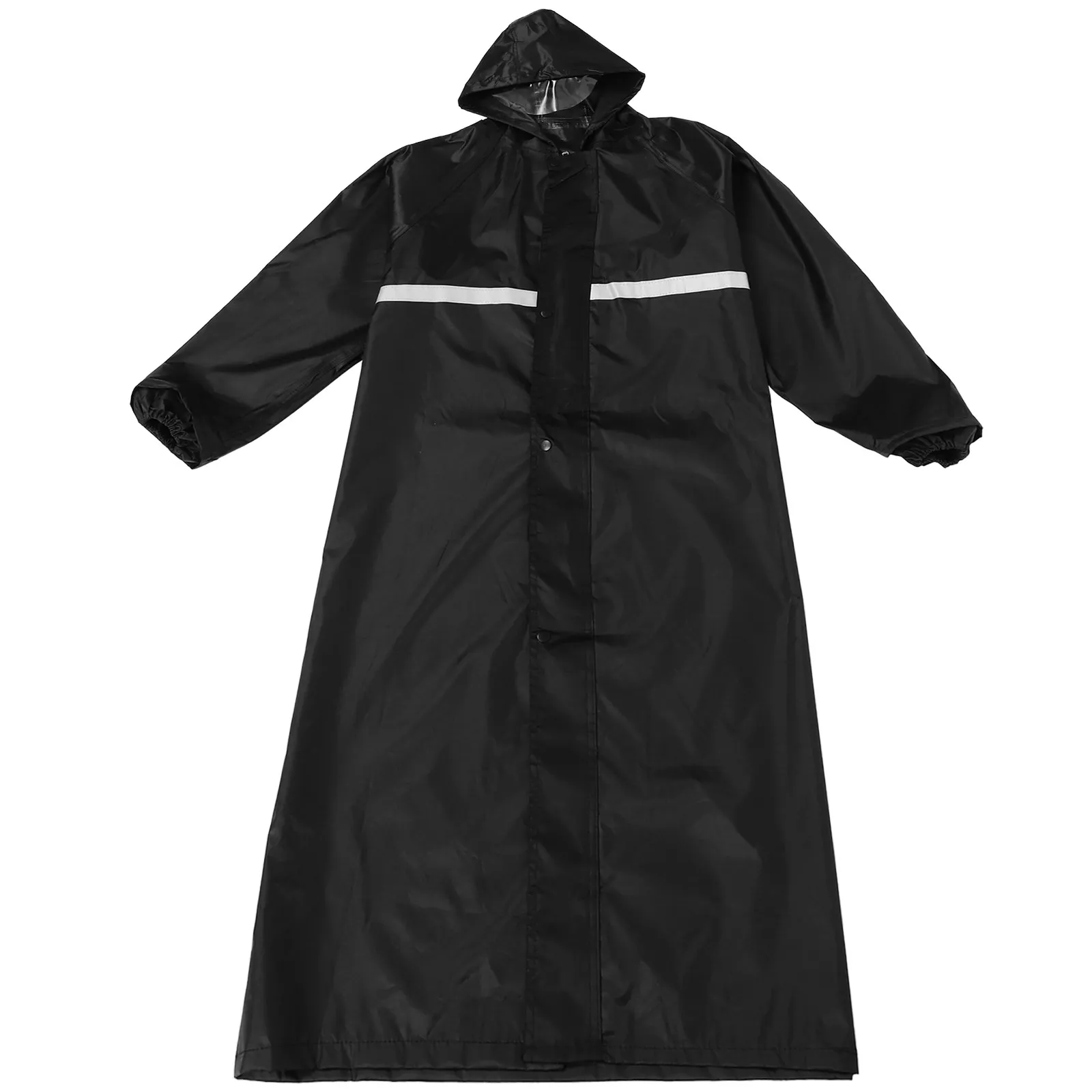 

1Pcs Labor Insurance Raincoat Waterproof Reflective Long Windbreaker Hooded Rainwear Xxxxl Black Breathable Waterproof Oxford
