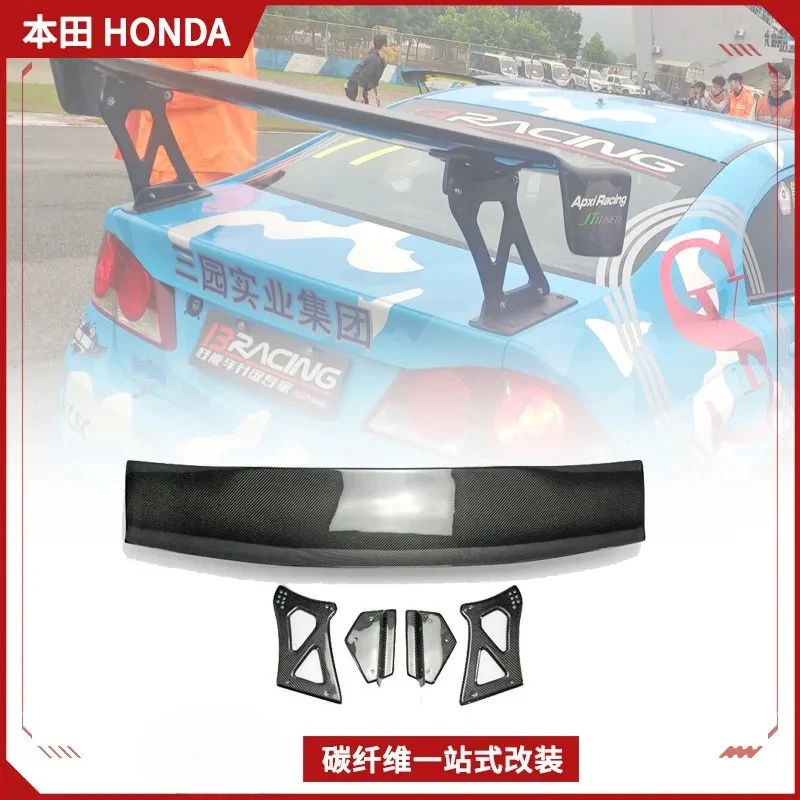 SAAR Compatible with Honda Civic FD2 Carbon Fiber Modification Parts Voltex Wide Body GT Large Spoiler Fixed Wing