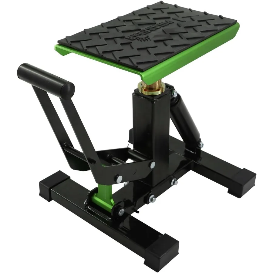 

Dirt Bike Stand and Lift Motorcycle Hydraulic Jack Stands1200LBs Capacity Adjustable Height Quick Jack for Maintenance Green