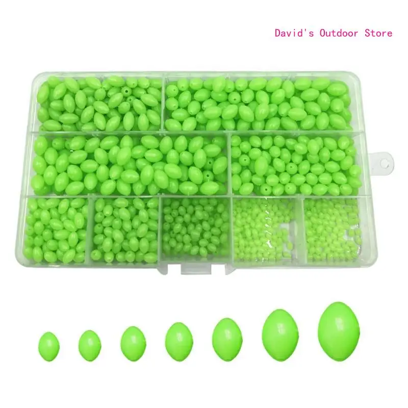 

900pcs Oval Shaped Luminous Fishing Beads Floating Lures 7x10/6x10/6x8/5x8/5x7/4x5/3x4mm Fishing Bead Fishing Tackles X3UA