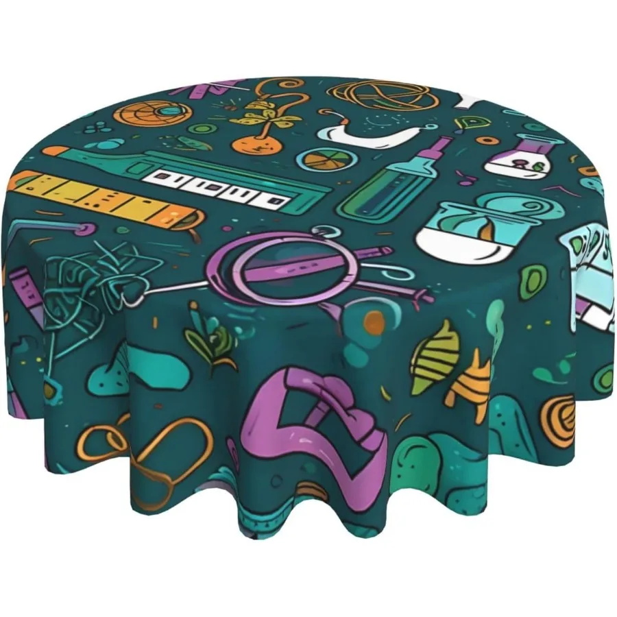 Taplak Meja Bulat 60 inci, Dapat Dicuci, Cocok untuk Meja 20 inci hingga 47 inci, untuk Ruang Makan, Sekolah, Dalam & Luar Ruangan