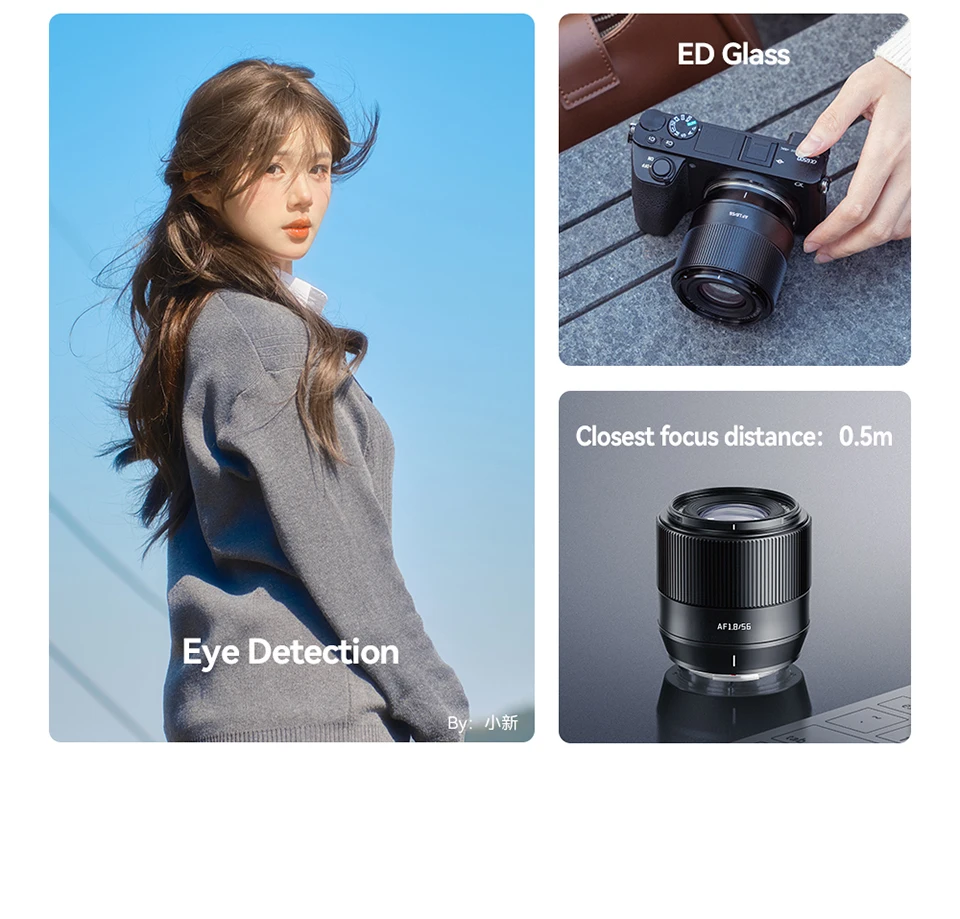 TTArtisan AF 56mm F1.8 Große Blendenöffnung Kameraobjektiv für Porträtfotografie mit Sony E Fujifilm XF Nikon Z Anschluss ZV-E10 A7R III – Detail 7