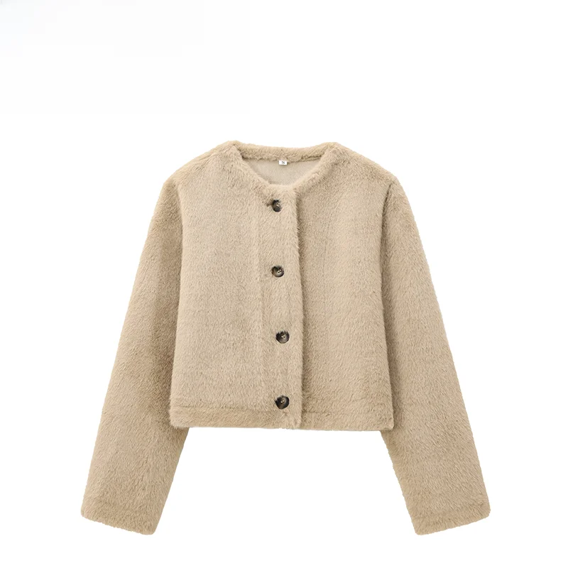 ZAB, осеннее новое женское пальто из синтетического меха с эффектом мои, круглое пальто из полиэфирного волокна, универсальное Sle 638269