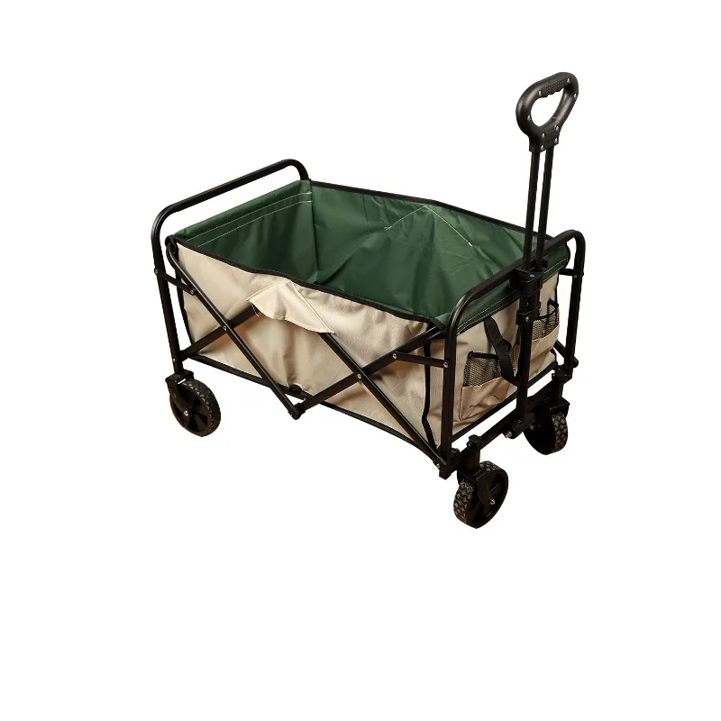 Durable Camping Folding Wagon Cart With Table Board Outdoor Trolley Handcart  With Adjustable Handle