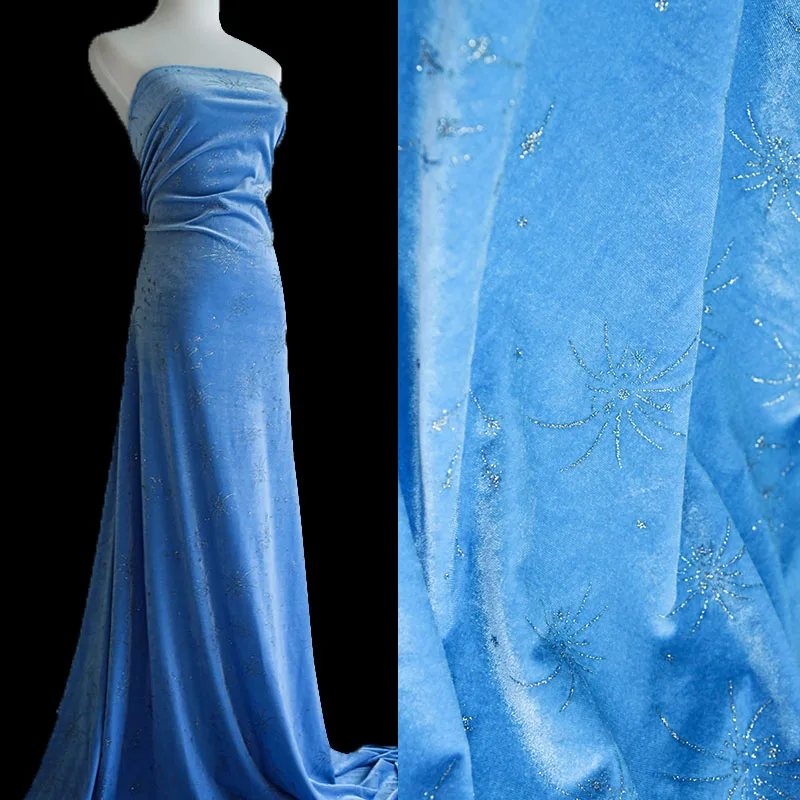 

Роскошный бренд, синий фейерверк, бархатная ткань, новое китайское пальто, топ, комплект Cheongsam, платье, жилет, одежда, ткань, рукоделие, осень-зима