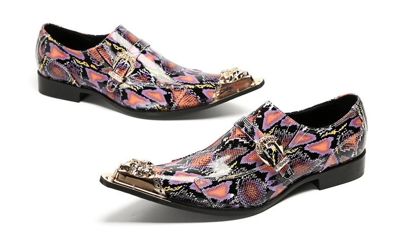 Herrenschuhe aus echtem Pythonleder, formelle Anzugschuhe mit Metallketten-Dekor, luxuriöse Modeschuhe für Frühling und Herbst, Business-Bankett-W – Detail 32