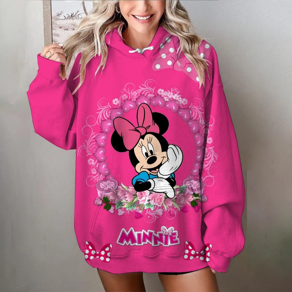 Disney Mickey Mouse Graphic Printing Hoody Woman Fashion Sweatshirt Casual S-3XL Hooded Autumn Oversized Clothing