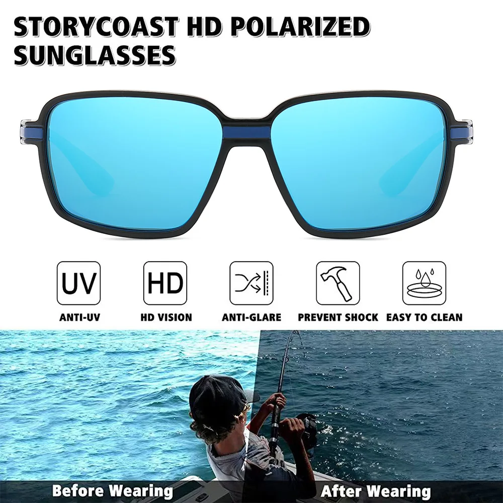 2023 New Square Outdoor Sports Cycling Men's Polarized Sunglasses XY433 Driver Driving Fishing Sunglasses