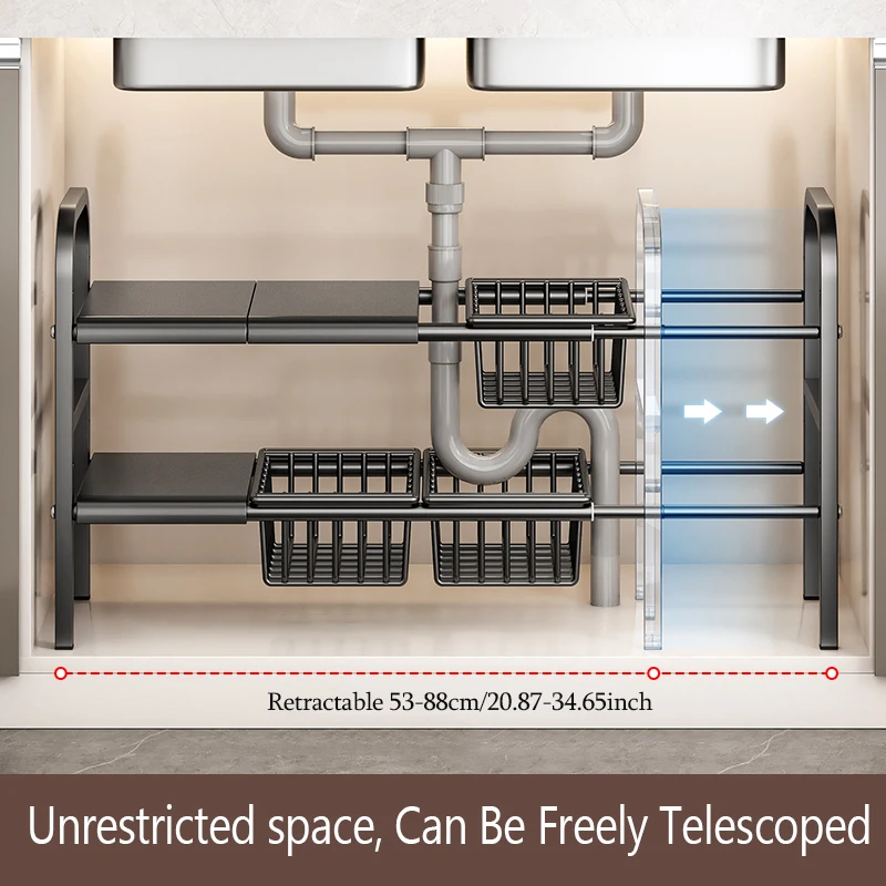 1 Set Multipurpose Expandable Cabinet Shelf Rack,Kitchen Countertop Cupboard Organizers And Pantry Storage Shelves Kitchen Under