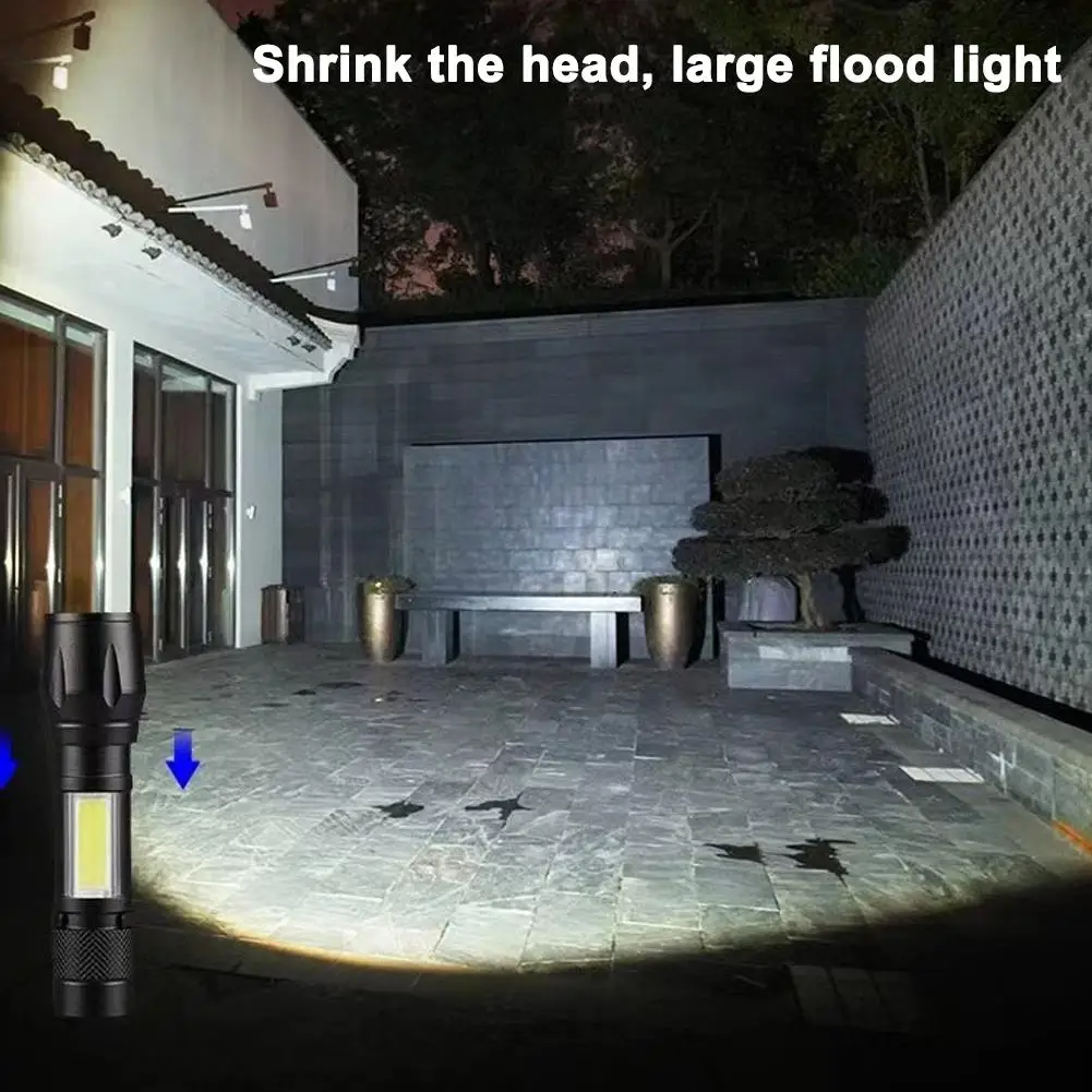 Мини-светодиодный перезаряжаемый фонарик COB + XPE масштабируемый фонарь 3-режимный фонарик со встроенной батареей уличный аварийный фонарь для кемпинга