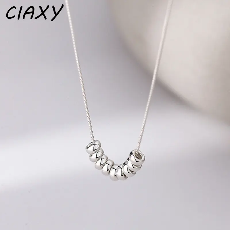 CIAXY Silver Color Transfer Bead Pendant Necklaces for Women Temperament Clavicle Chain Choker Luxury Jewelry