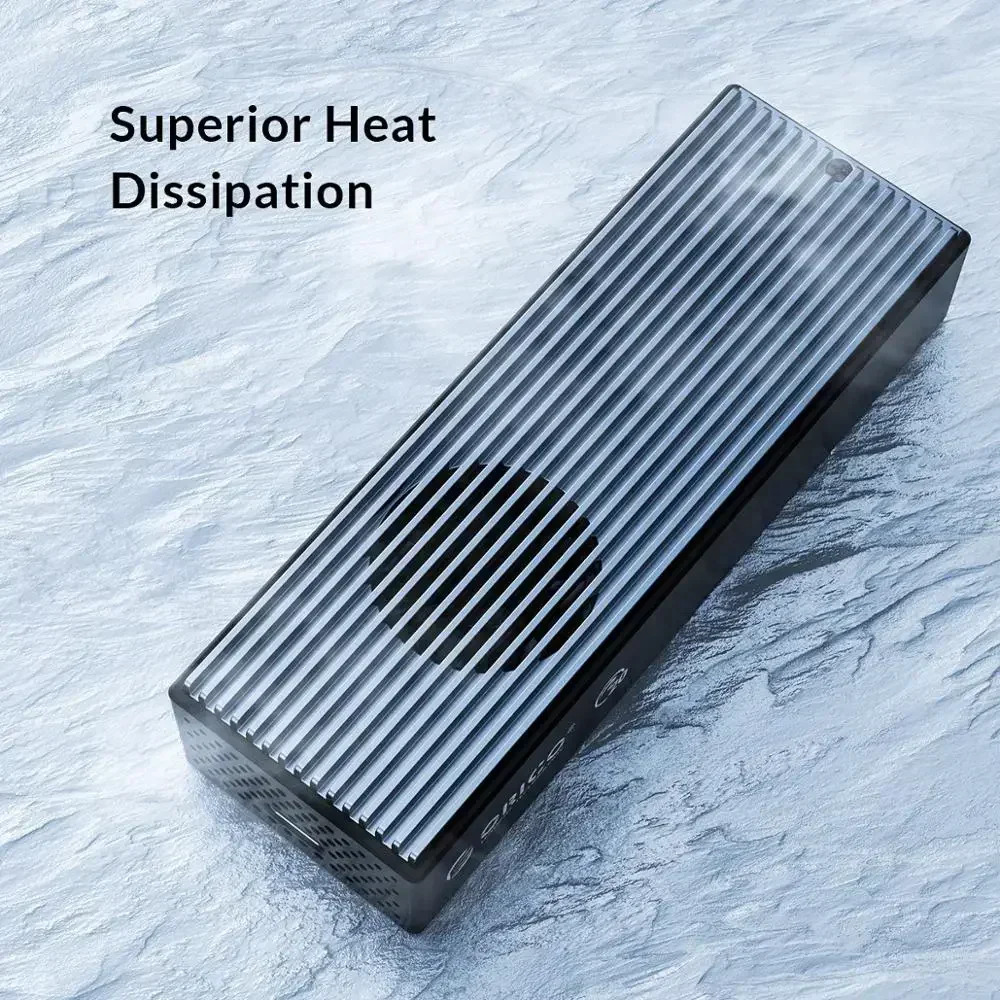 ORICO M.2 NVME SSD-behuizing met ingebouwde ventilator USB3.2 20Gbps Type-C externe behuizing M.2 NVME SSD-behuizing SSD-adapter voor M.2 PC-behuizing