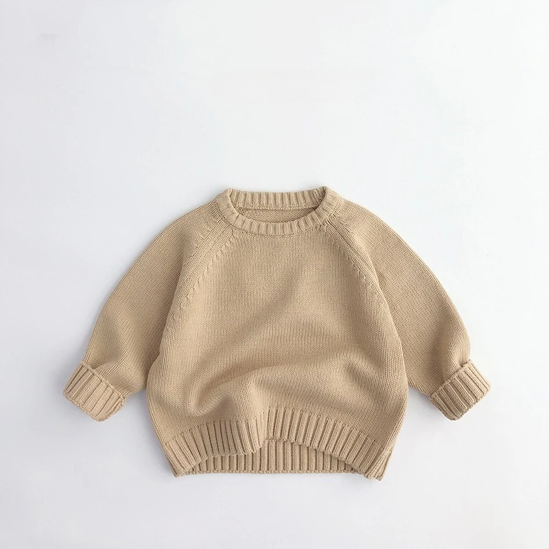 Kids Knitted Sweater Raglan Sleeve Loose Retro Pullover For Boys Girls Baby Spring Autumn Versatile Daily Casual Outdoor Tops