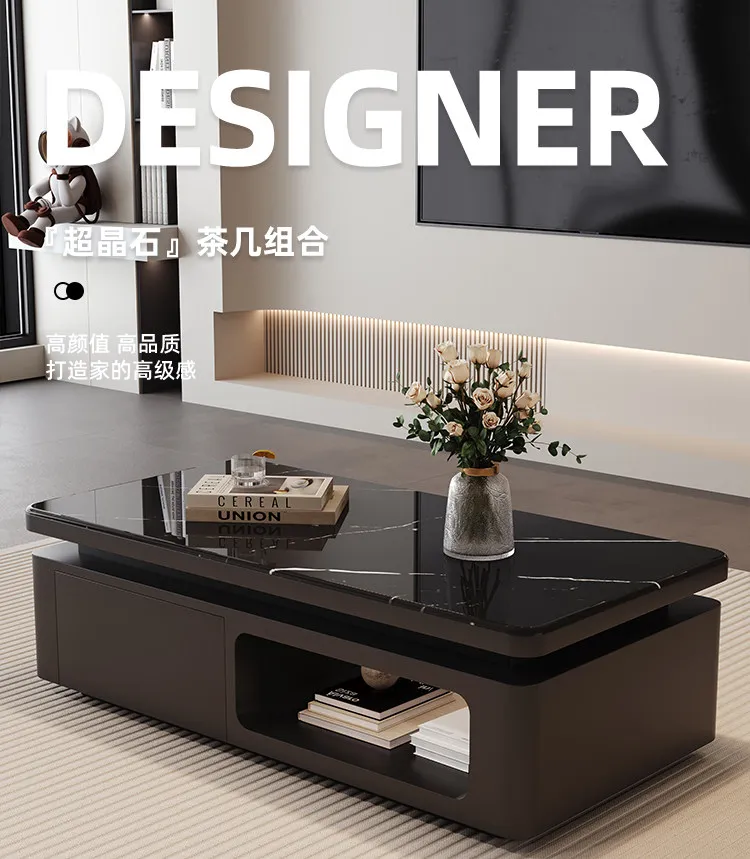 

PYH Light Luxury Ultracrystalline Coffee Table Home Living Room Small Modern with Storage High-End Coffee Table