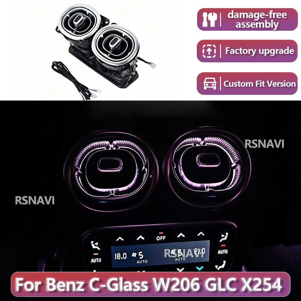

Заводские настройки RSNAVI для Mercedes-Benz W206 C-Class GLC X254 2021+ 64-цветная подсветка воздуховодов, задняя вентиляционная решетка, атмосферная подсветка