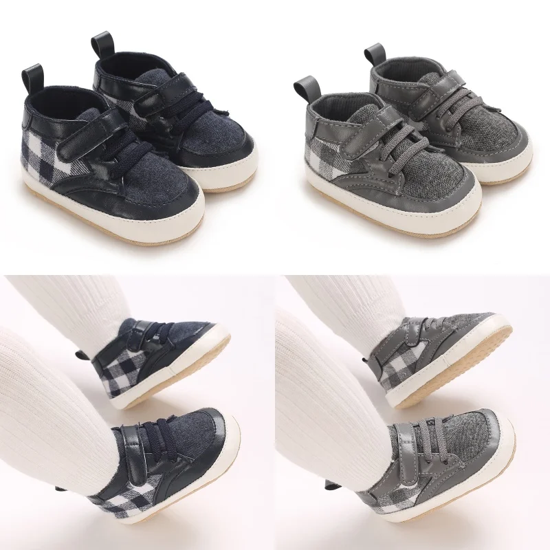 

Fashionable Classic Checkerboard Baby Walking Shoes Spring Autumn Soft Sole Anti-Slip Newborn Sports Footwear
