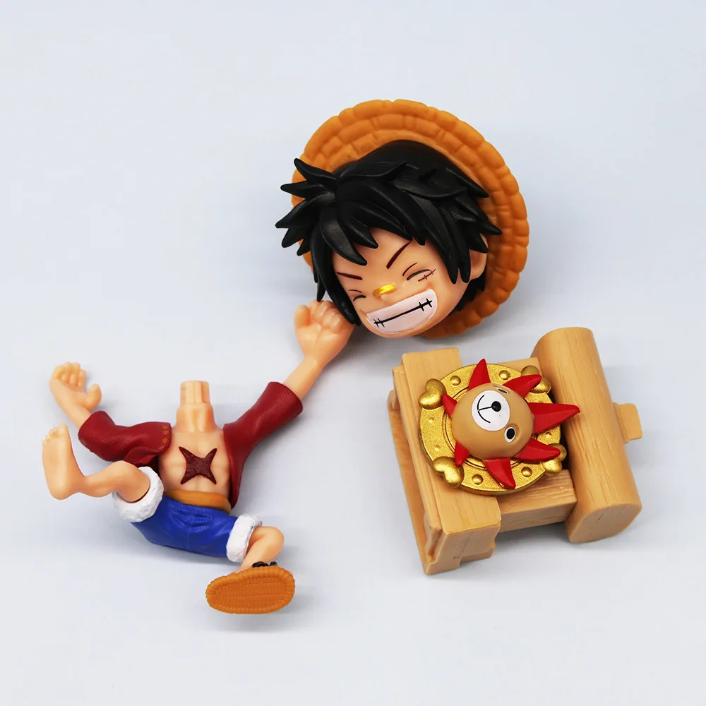 Anime ONE PIECE Luffy Zoro Sanji Thousand Sunny Q versión postura sentada figuras de acción PVC modelo juguetes adornos de coche regalo en caja