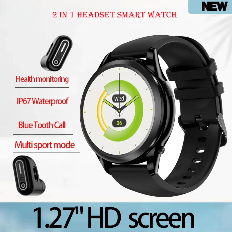 X17 Mini 2 In 1 Smart Watch With Earbuds 1.27Inch Screen Waterproof Heart Rate Monitoring Sport Tracker Smartwatch Men