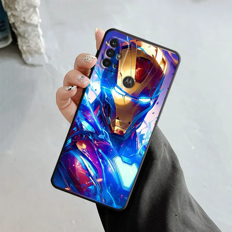 Marvel Cyberpunk Neon Superheros Case For Motorola Edge 40 30 20 Lite G72 G71 G60 G53 G52 G50 G51 G31 G30 G22 G9 One Fusion