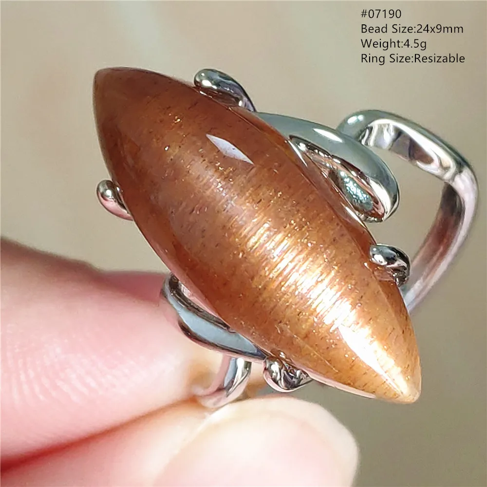 

Natural Black Moonstone Sunstone Adjustable Ring Oval 925 Silver Orange Moonstone Ring Water Drop AAAAA