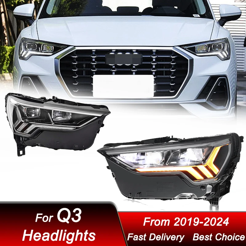 

Car styling Headlights For Audi Q3 2019-2024 high style full LED Assembly Upgrade High Configure Projector Lens Accessories Kit