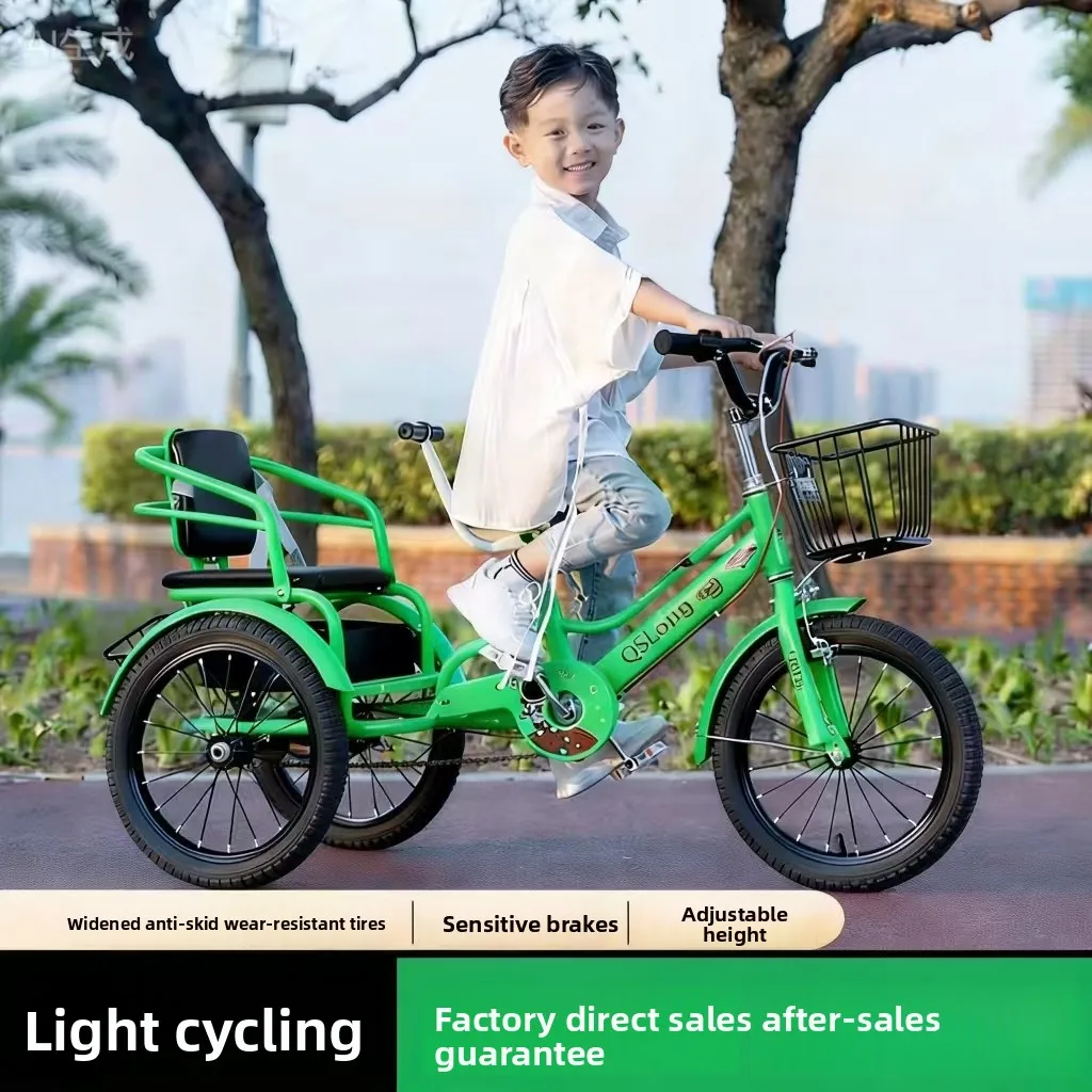 Children's Tricycle Bicycle 3-9-10 Year Old Large Double Carrying Bicycle