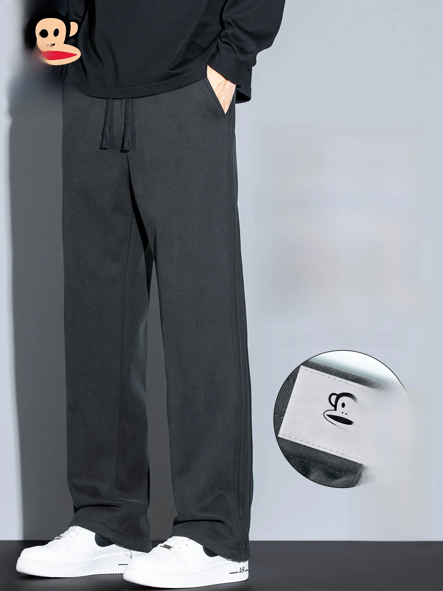 

PaulFrank Knitted Fce Lined Casual Sports Pants Men Spring Autumn Color Loose Straight Leg Long Trousers