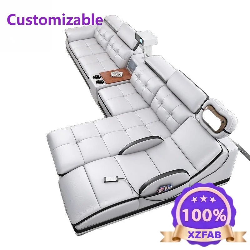 Factory Direct 2026 Modern Simple Living Room Leather First Layer Cowhide Sofa Combination