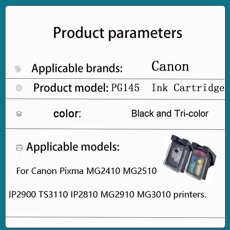 Vliaxh PG145 CL146 Refill Ink cartridge  For Canon PG145 For Canon Pixma TS3110 MG2410 MG2510 IP2810 MG2910 MG3010 printers.