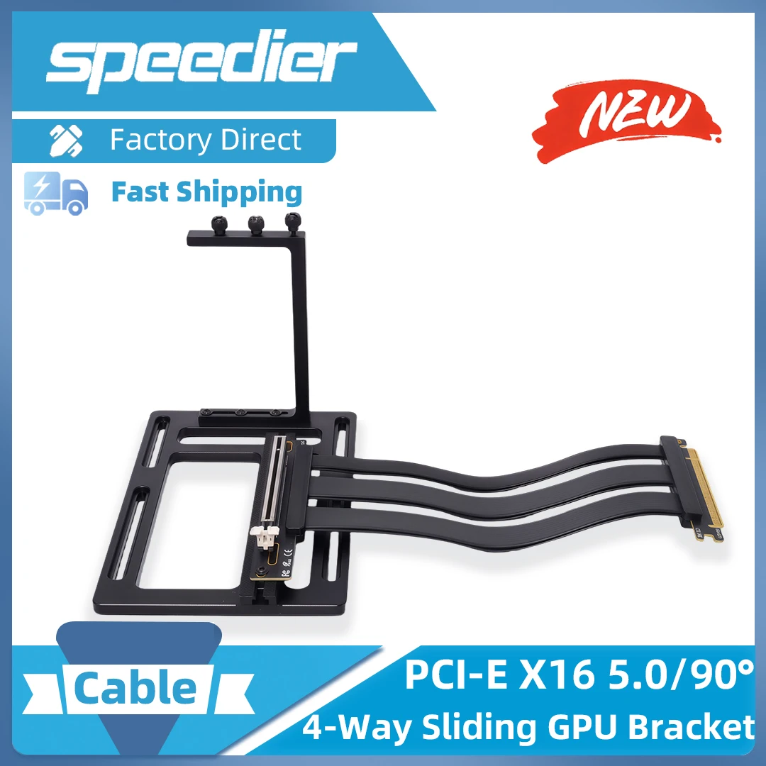 Riser PCIE 5.0 X16 Video Graphics Card Extension Cable Vertical Bracket Holder PCI-E 16X PE Shielded Extender Cord