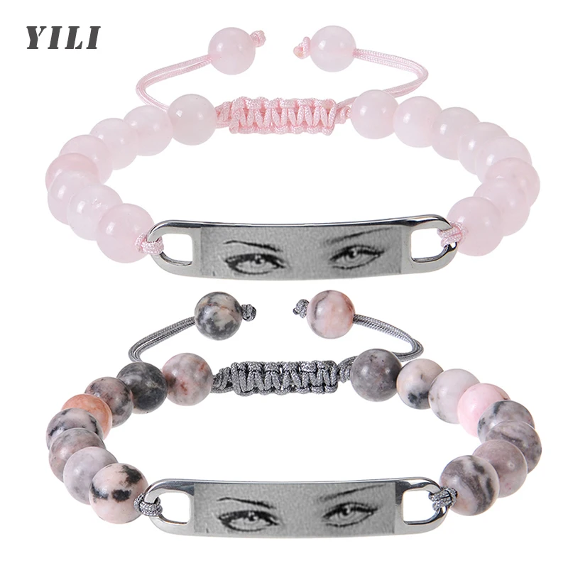 

Personalized Eyes Photo Bracelets Natural Stone Bracelet Custom Eyes Laser Engrave Picture Bracelet for Women Kids Jewelry Gift