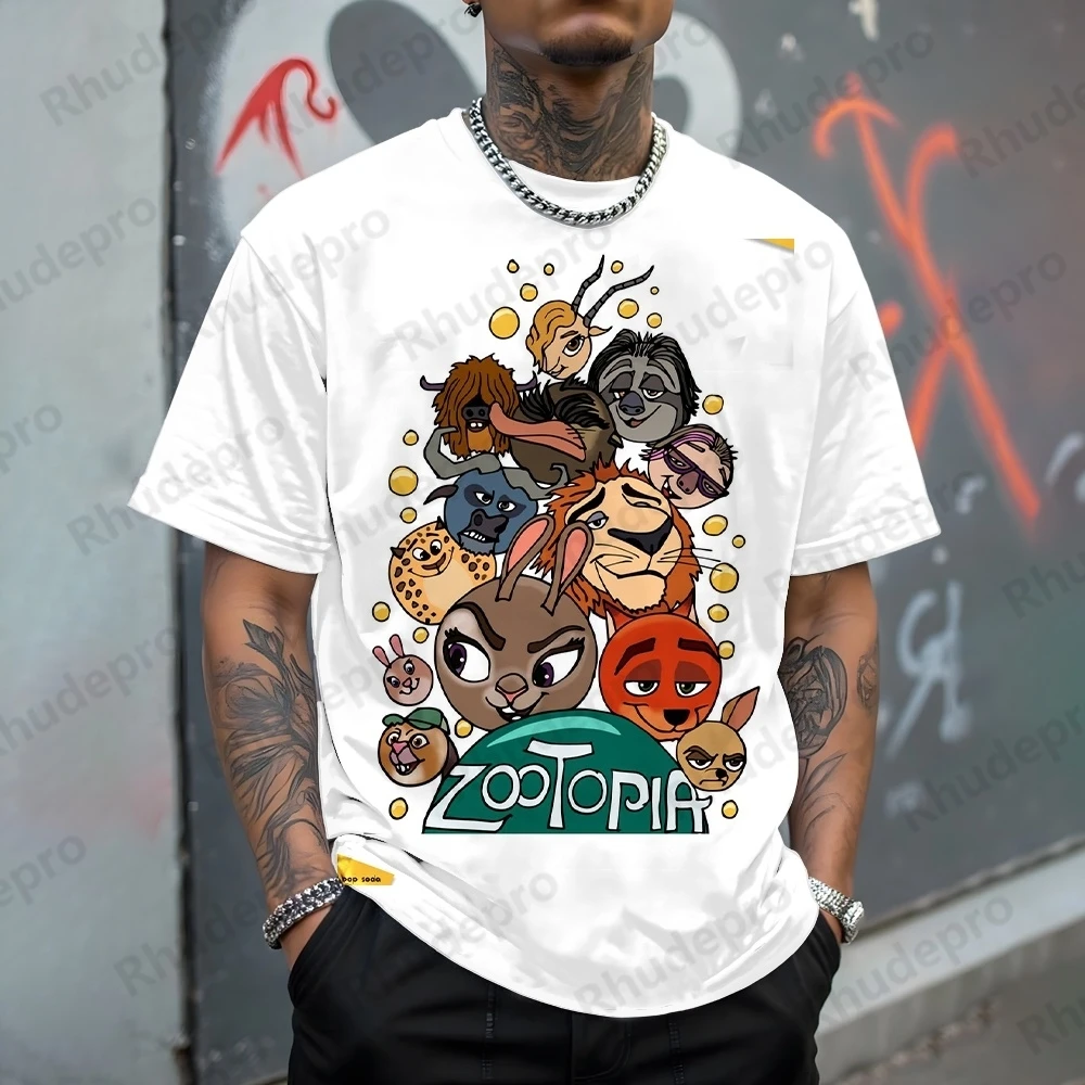 

Disney 2025 Zootopia Men Women New Tight Summer Short Sleeve T-Shirt High Quality Fabric 3D Printed Short Sleeve Clothing