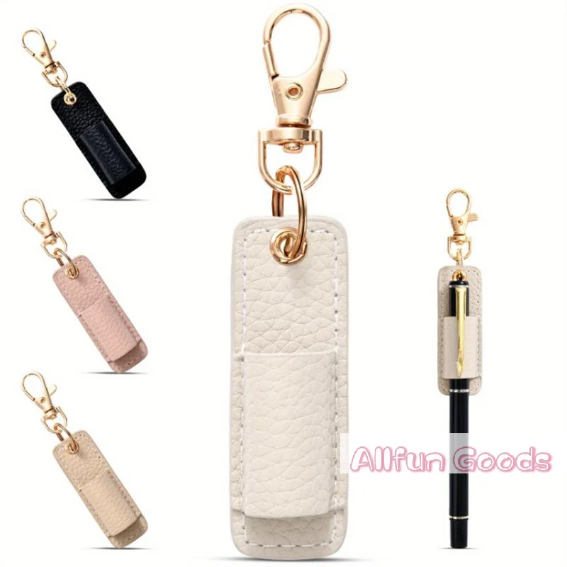 [TG835]PU Leather Mini Pen Holder Nurse Pen Clip Portable Keychain Compact Leather Pen Holder Office Pen Storage Clip