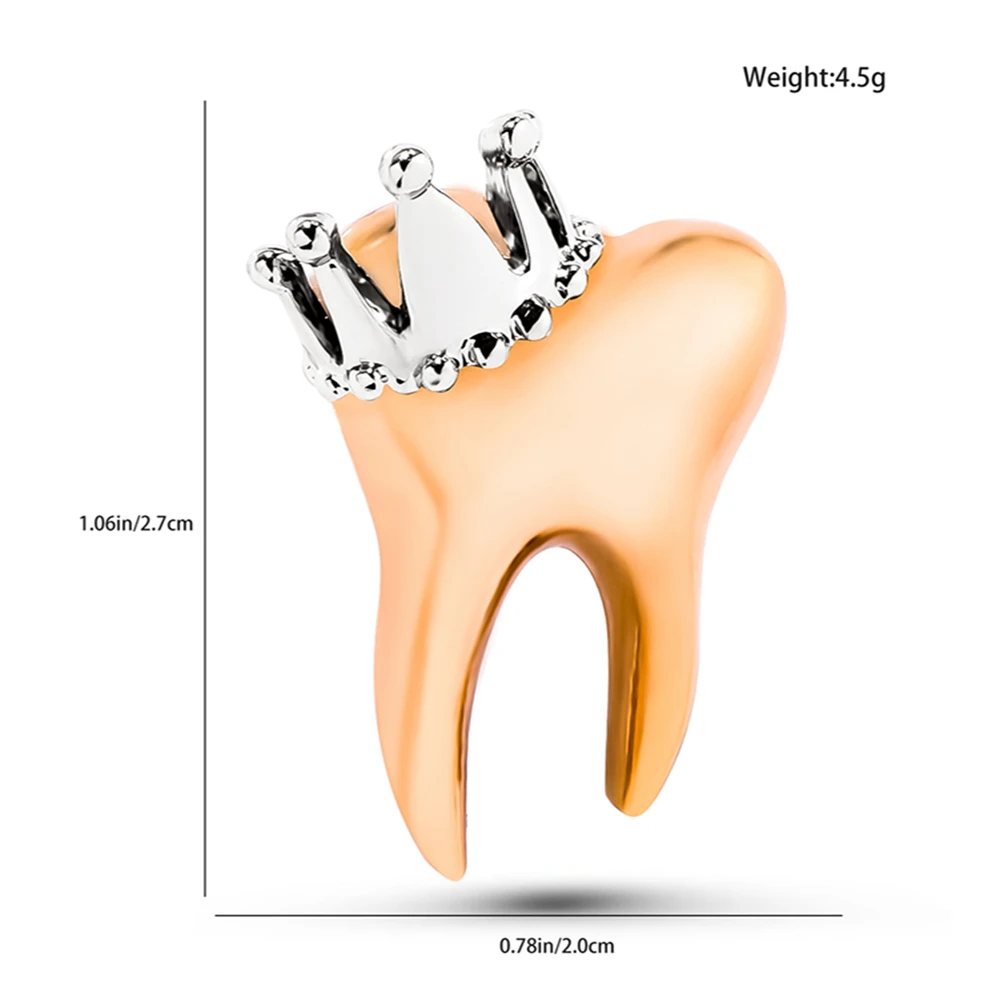 Catuni Creative Crown Teeth Dental Pin Brooch Metal Medicine Lapel Lanyard Backpack Badge Jewelry Gift for Dentist Doctor Nurse