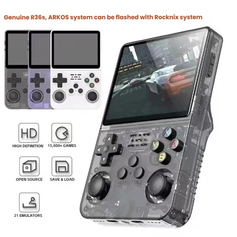 New R36S Retro Handheld Game Console Linux System 3.5 inch IPS Screen Portable Pocket Video Player R35S 128GB Game.