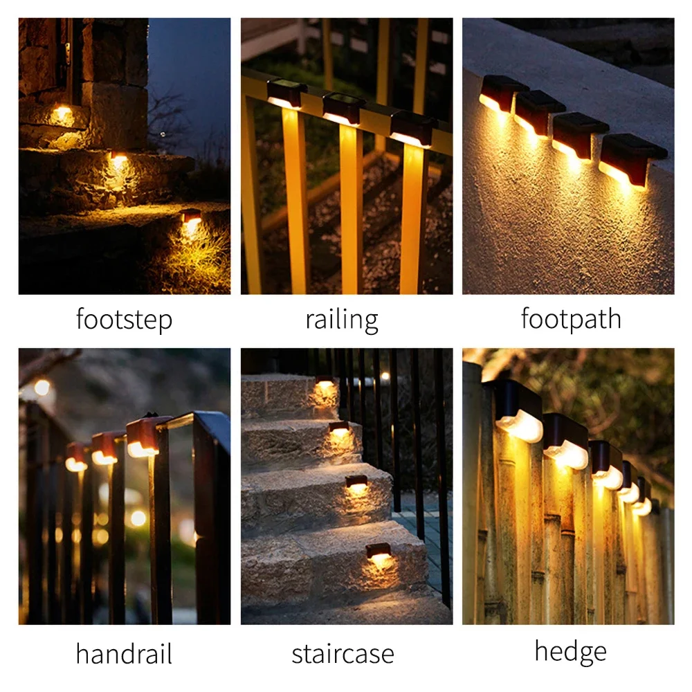 Luzes solares LED para exterior, Sun Power, Lâmpada de parede impermeável, Decoração do jardim, Cerca de escada, Varanda, Pequena luz noturna