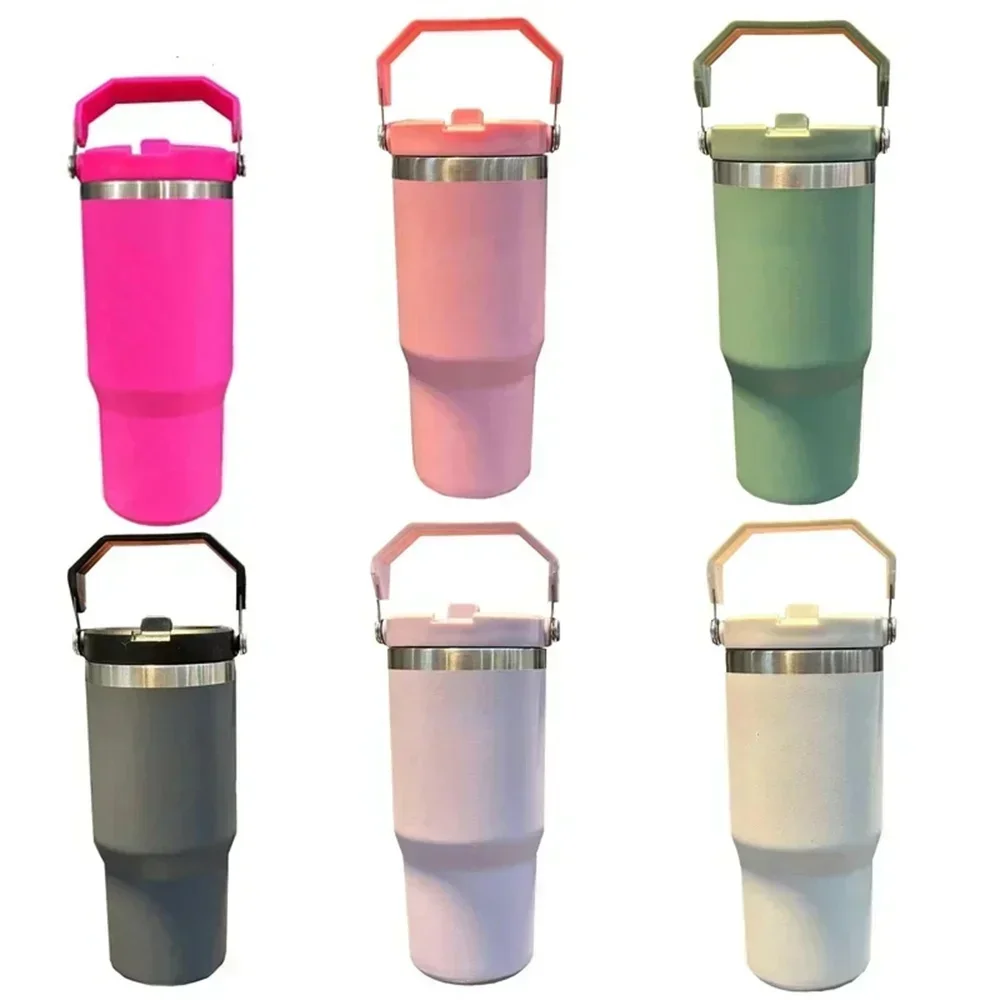 NEW SL Flip Straw Tumbler 30oz Recyclable Stainless Steel Vacuum Insulated Thermal Car Cup Travel Mugs for Coffee Tea Water