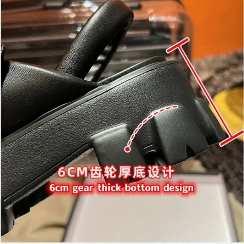 Сандалии женские с открытым носком, Уличная обувь на высоком каблуке, с ремешком сзади, тапочки на толстой подошве, весна-лето 2024