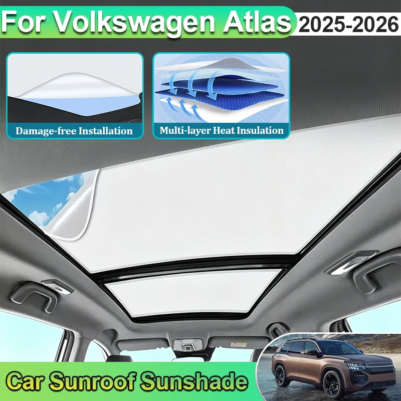 Car Sunroof Sunshades For Volkswagen VW Atlas Accessories MK2 Teramont Pro 2025 2026 Heat Insulation Skylight Sticker Sun Visor