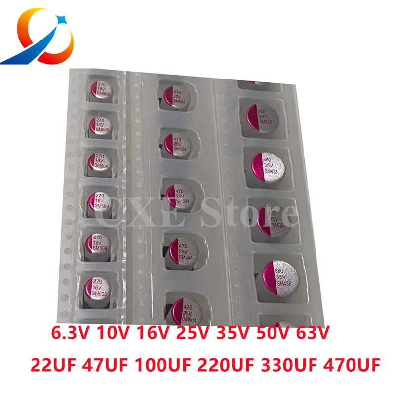 10PCS SMD Solid Capacitors 6.3V 10V 16V 25V 35V 50V 63V 10UF 22UF 47UF 68UF 100UF 220UF 270UF 330UF 470UF 680UF 1000UF  NEW