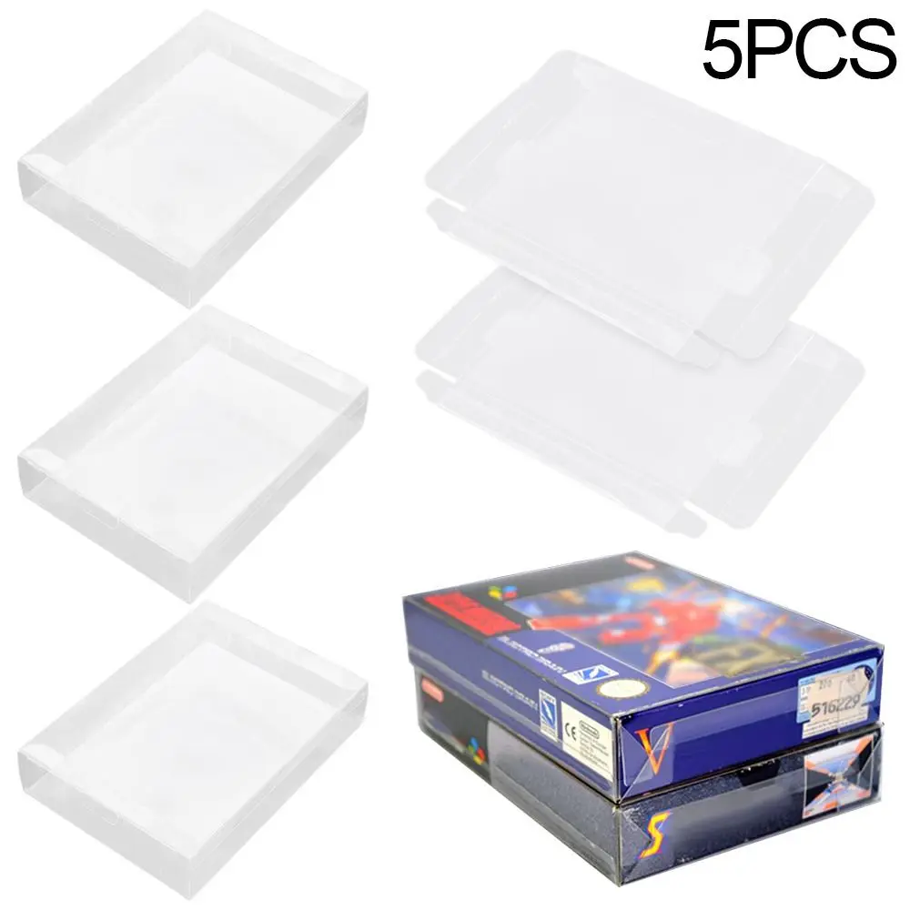 5 PCS Clear Case Sleeve Protector for Nintendo N64/SNES Games Cartridge Box Protector(Set of 5)