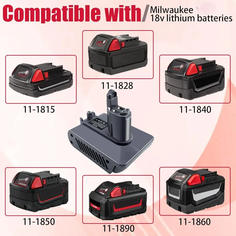 for Dyson DC31 Type B Battery Adapter for Milwaukee 18V Lithium Battery to Dyson DC35 DC34 DC56 Handheld Vacuum [Not fit Type A